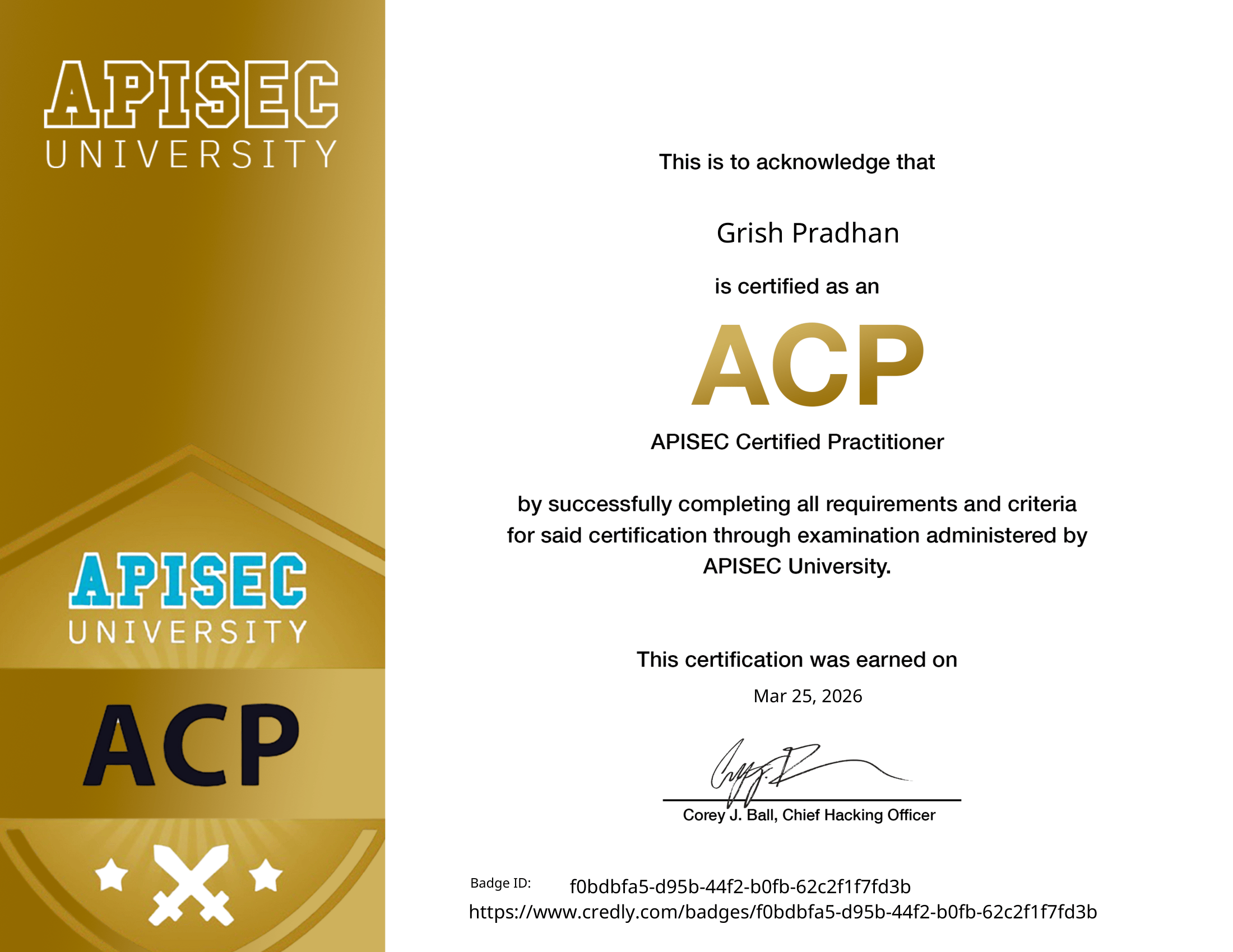 ACP certificate