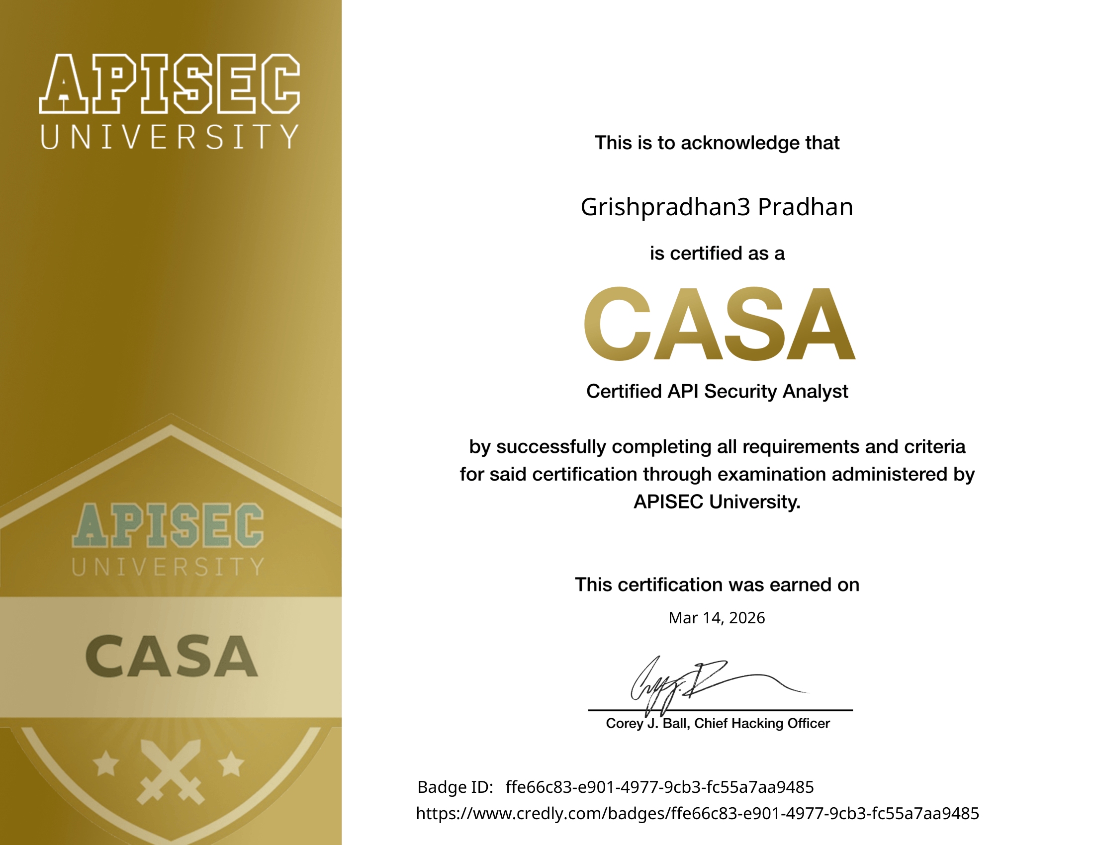 CASA certificate