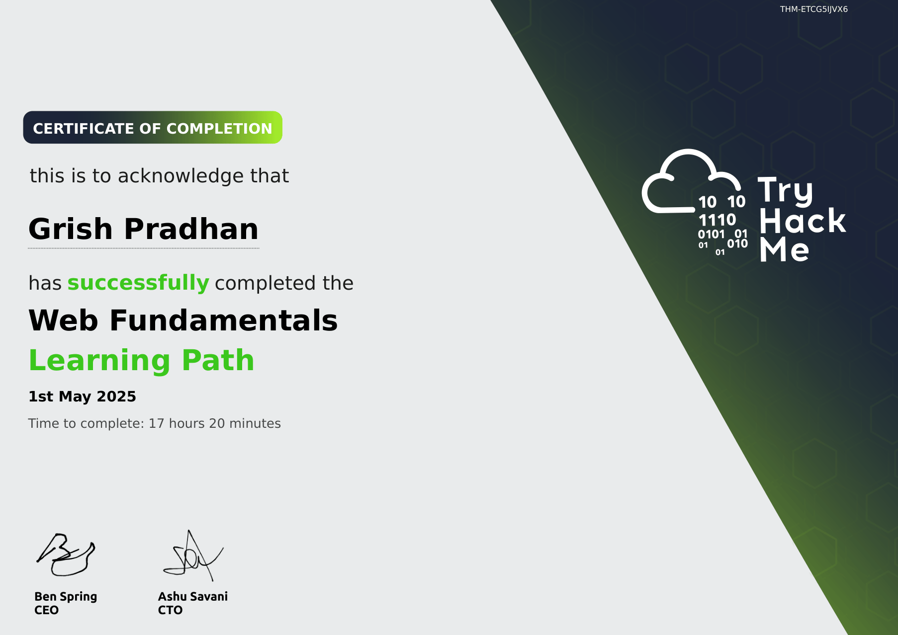 Web Fundamentals certificate